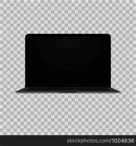 Realistic laptop computer with black screen. Vector. Realistic laptop computer