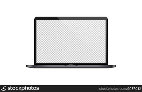 Realistic laptop display illustration. Transparent blank monitor. Screen. Vector EPS 10. Isolated on white background.. Realistic laptop display illustration. Transparent blank monitor. Screen. Vector EPS 10. Isolated on white background