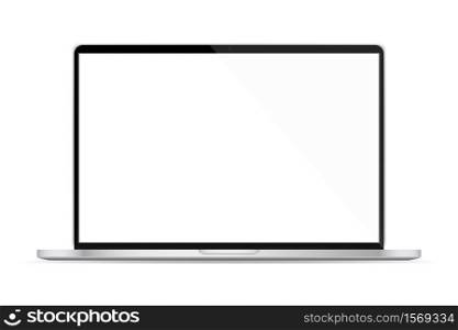 Realistic laptop mockup. Vector desktop computer template on white background.