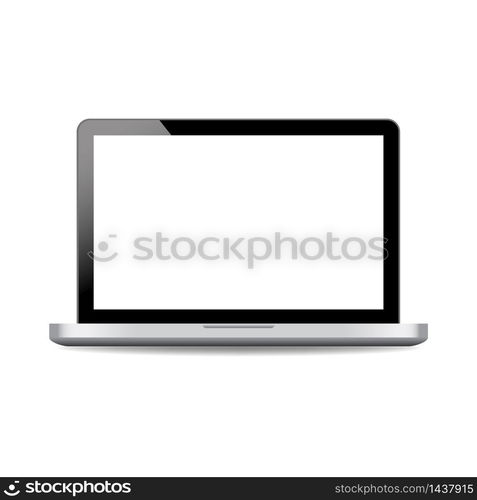 Realistic laptop mockup with open screen.Black computer laptop on isolated background.vector. Realistic laptop mockup with open screen.Black computer laptop on isolated background.vector eps10