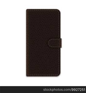 Realistic leather phone case. Cover smartphone . Template for your design. Realistic leather phone case