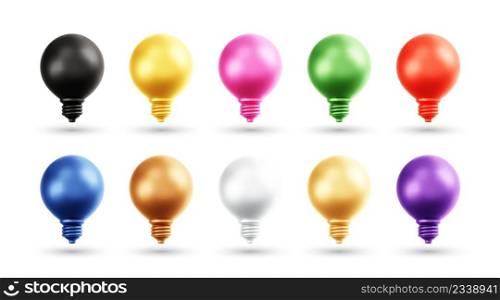 Realistic light bulb set 3d vector illustration