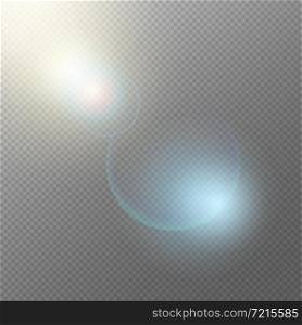 Realistic light elements concept with glowing shining sparkling effects flare spots flash on transparent background vector illustration. Realistic Light Elements Concept