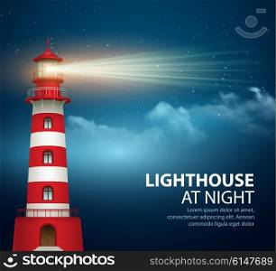 Realistic lighthouse in the night sky background. Vector illustration. Realistic lighthouse in the night sky background. Vector illustration EPS10
