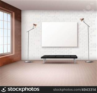 Realistic Loft Interior . Realistic spacious loft with little furniture interior vector illustration