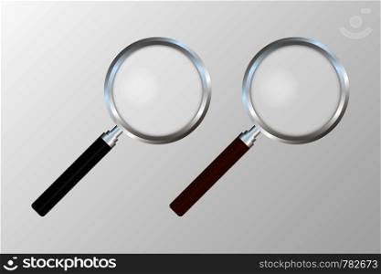 Realistic magnifying glass on transparent background. Search and inspection symbol. Bussiness concept. Sciene or school supplies. Vector illustration. Realistic magnifying glass on transparent background. Search and inspection symbol. Bussiness concept. Sciene or school supplies. Vector stock illustration