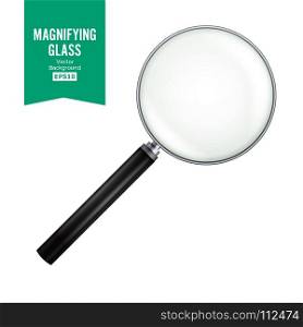 Realistic Magnifying Glass Vector. Isolated On White Background, With Gradient Mesh. Magnifying Glass Object For Zoom. Realistic Magnifying Glass Vector. Isolated On White Background, With Gradient Mesh. Magnifying Glass For Zoom