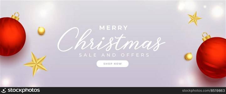 realistic merry christmas decorative ball sale and offers banner