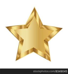 Realistic metallic golden five pointed star icon isolated on white background. Trendy logo design template.Vector illustration 