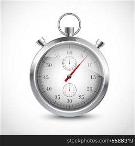 Realistic metallic stopwatch sport chronometer isolated on white background vector illustration.