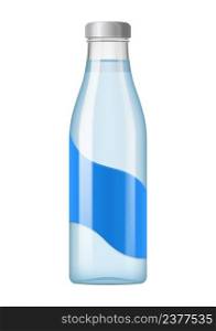 Realistic mineral water bottle composition with isolated image of glass water bottle on blank background vector illustration. Water Glass Bottle Composition
