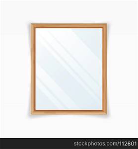 Realistic Mirrors Vector. Decoration Mirror With Reflection. Interior Decoration. Wood Frame. Realistic Mirrors Vector. Decoration Mirror With Reflection Interior Decoration. Wood Frame