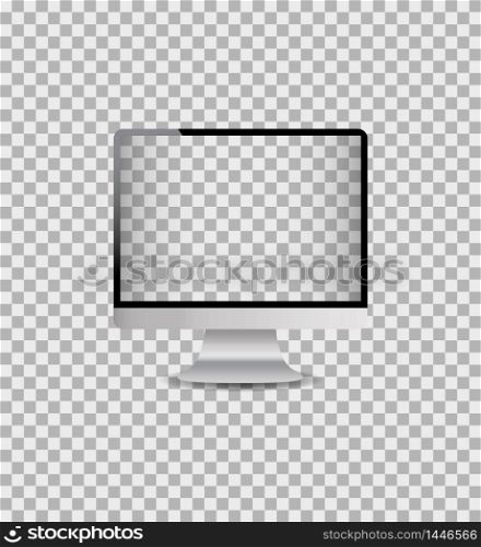 Realistic mockup computer monitor with digital screen.Template desktop pc with silver frame.vector illustration. Realistic mockup computer monitor with digital screen.Template desktop pc with silver frame.vector