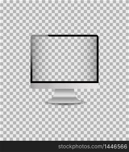 Realistic mockup computer monitor with digital screen.Template desktop pc with silver frame.vector illustration. Realistic mockup computer monitor with digital screen.Template desktop pc with silver frame.vector
