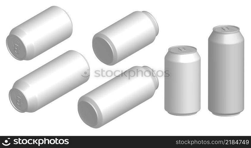 realistic mockup of aluminum can for soft drinks. Template for advertising on the product. 3d vector isolated on white background