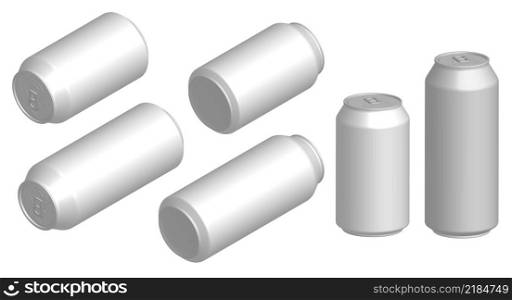 realistic mockup of aluminum can for soft drinks. Template for advertising on the product. 3d vector isolated on white background