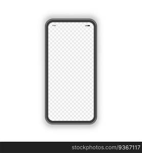 Realistic models smartphone with transparent screens. Smartphone mockup collection. Device front view. 3D mobile phone with shadow on transparent background - stock vector.. Realistic smartphone