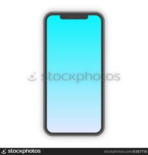 Realistic models smartphone with transparent screens. Smartphone mockup collection. Device front view. 3D mobile phone with shadow on transparent background - stock vector.. Realistic smartphone mockup with trendy gradient screen