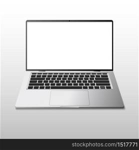 Realistic modern laptop computer isolated on white background, vector illustration