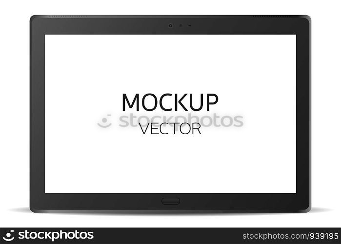 Realistic modern tablet with empty screen on white background, Black tablet mockup, Smart tablet vector
