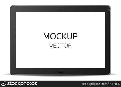 Realistic modern tablet with empty screen on white background, Black tablet mockup, Smart tablet vector