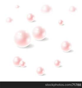 Realistic Natural Pink Pearl Isolated on White Background. Realistic Natural Pink Pearl