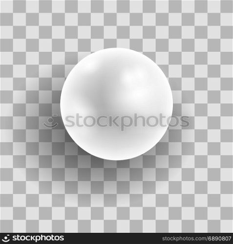 Realistic Natural White Pearl. Realistic Natural White Pearl Isolated on Grey Checkered Background