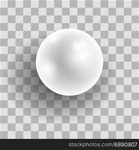 Realistic Natural White Pearl. Realistic Natural White Pearl Isolated on Grey Checkered Background