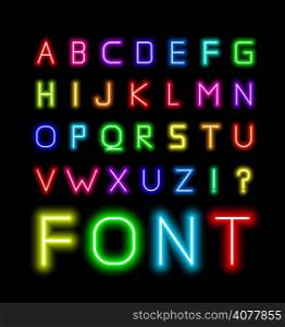 Realistic Neon Tube Letters. Alphabet, Vector illustration