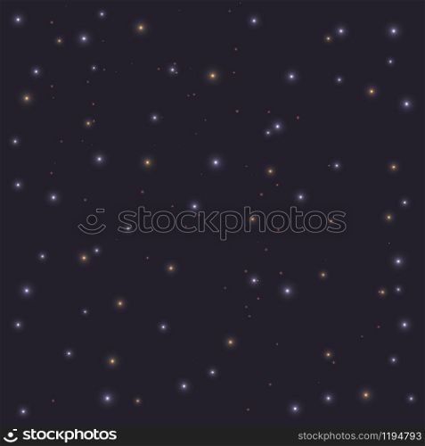 Realistic night blue sky with shining stars. Vector astranomy bright light illustration art
