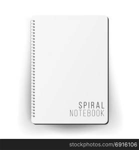Realistic Note Template Blank. Spiral And Paper. Clean Mock Up For Your Design. Vector illustration. Spiral Empty Notepad Blank Mockup. Template For Advertising Branding, Corporate Identity. 3D Realistic Notebook Mockup. Blank Notebook With Clean Cover