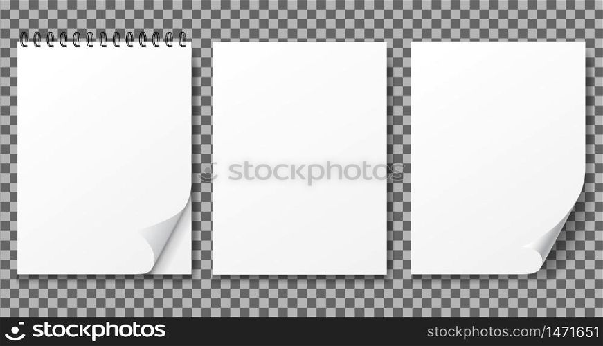 Realistic notebook and a4 paper. Blank notepad with spiral and curled corner, a4 paper. Template empty notepad on isolated background. Note page for office, memo. Paper for school. vector illustration. Realistic notebook and a4 paper. Blank notepad with spiral and curled corner, a4 paper. Template empty notepad on isolated background. Note page for office, memo. Paper for school. vector