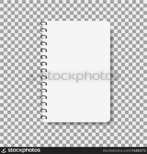 Realistic notebook in mockup style. Blank notepad with spiral. Template of empty notepad on isolated background.Note with spiral.. Realistic notebook in mockup style. Blank notepad with spiral. Template of empty notepad on isolated background.Note with spiral.vector eps10