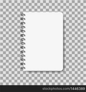 Realistic notebook in mockup style. Blank notepad with spiral. Template of empty horizontal notepad. vector eps10. Realistic notebook in mockup style. Blank notepad with spiral. Template of empty horizontal notepad. vector