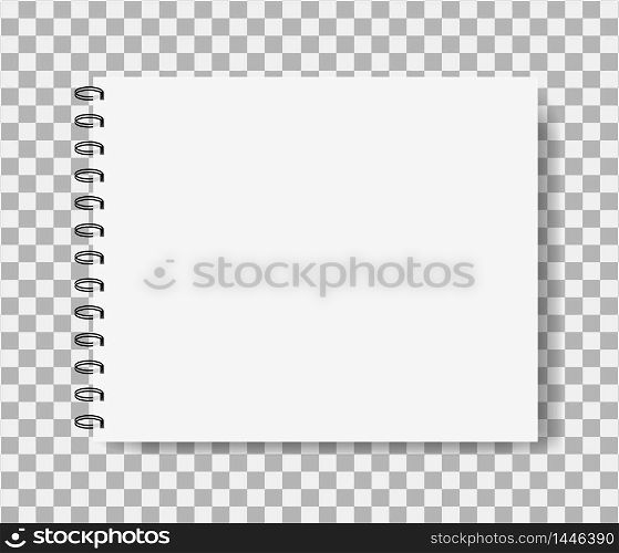 Realistic notebook in mockup style. Blank notepad with spiral. Template of empty notepad. vector eps10. Realistic notebook in mockup style. Blank notepad with spiral. Template of empty notepad. vector