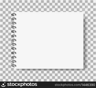 Realistic notebook in mockup style. Blank notepad with spiral. Template of empty notepad. vector eps10. Realistic notebook in mockup style. Blank notepad with spiral. Template of empty notepad. vector