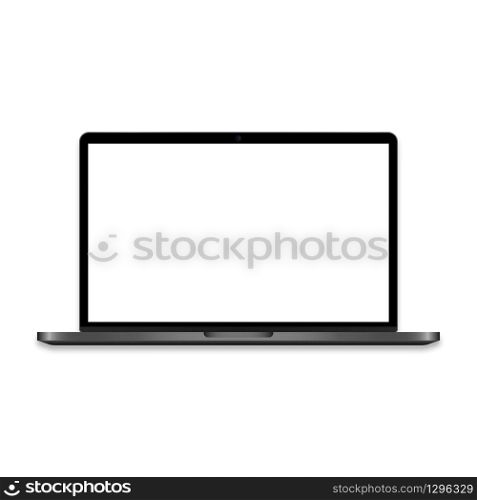 Realistic notebook with web camera in grey metal style. Vector EPS 10