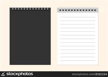 Realistic notepad mockup with metal spiral. Vector illustration.