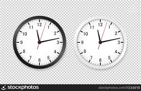 Realistic office clock in black and white. Vector illustration EPS 10