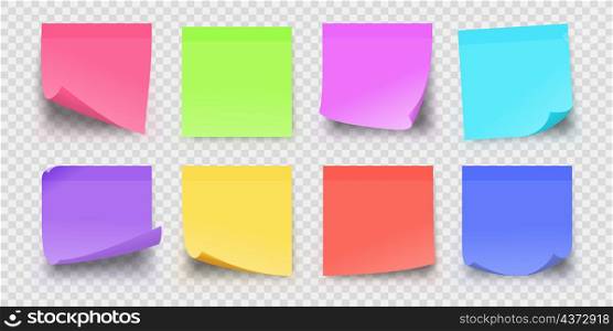 Realistic office sticky paper reminder notes in colors. Adhesive square memo pages for important messages. Sticker post notepad vector set. Illustration of colored reminder memo, memory sticky. Realistic office sticky paper reminder notes in colors. Adhesive square memo pages for important messages. Sticker post notepad vector set