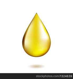 Realistic olive or sunflower drop isolated on white background. Collagen essence icon. High quality vector illustration.