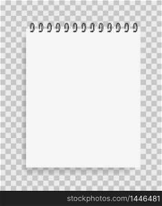 Realistic paper notebook in mockup style. Blank notepad with spiral. Template of empty notepad for print, school, website. vector eps10. Realistic paper notebook in mockup style. Blank notepad with spiral. Template of empty notepad for print, school, website. vector