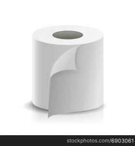 Realistic Paper Roll Vector. Template Blank White Toilet Paper roll Mock Up. Cash Register Tape, Thermal Fax Roll Template Isolated Illustration. Paper Tape Roll Vector. Bathroom Hygiene. 3D Toilet Paper Blank. Packaging Kitchen Towel, Toilet Paper Roll Isolated Illustration