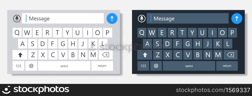 Realistic phone keyboard. Vector illustration. Smartphone keypad on white background.
