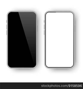Realistic phones black screen. Smartphone icon. Mockup display. Vector illustration. EPS 10.. Realistic phones black screen. Smartphone icon. Mockup display. Vector illustration.
