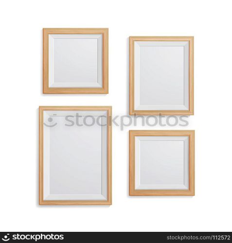 Realistic Photo Frame Vector Set. Collection Of Empty Blank. Realistic Picture Frame On The White Wall. Design Template For Mock Up.. Realistic Photo Frame Vector Set. Collection Of Empty Blank. Realistic Picture Frame On The White Wall. Template For Mock Up.