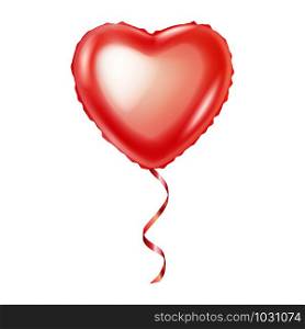 Realistic pink balloon in form of heart isolated on white background, romantic gift on date or celebration Valentines Day, vector illustration. Realistic pink balloon in form of heart isolated
