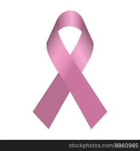 Realistic pink ribbon, breast cancer symbol on a white background. Vector illustration