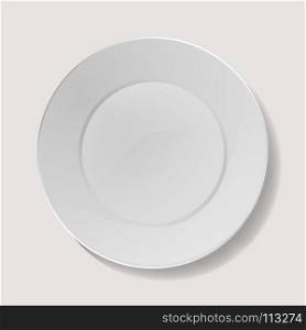 Realistic Plate Vector. Closeup Porcelain Mock Up Tableware Isolated. Clean Ceramic Kitchen Dish Top View. Cooking Template For Food Presentation.. Realistic Plate Vector. Closeup Porcelain Mock Up Tableware Isolated. Clean Ceramic Kitchen Dish Top View. Template For Food Presentation.