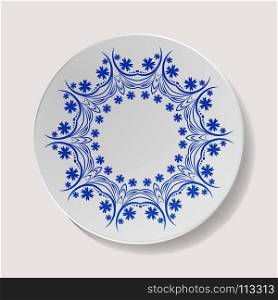 Realistic Plate Vector. Closeup Porcelain Tableware Isolated. Ceramic Kitchen Dish Top View. Cooking Template For Food Presentation.. Realistic Plate Vector. Closeup Porcelain Tableware Isolated. Ceramic Kitchen Dish Top View. Template For Food Presentation.